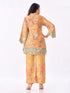 Amchoor Mustard Slub Linen Floral Co-ord Set for Womens