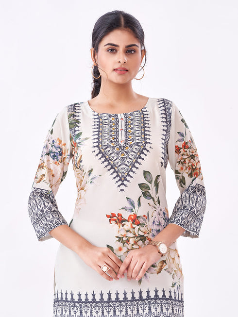 Amchoor Lime Green Crepe Floral Co-ord Set for Womens