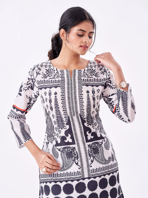 Amchoor Cream Crepe Floral Co-ord Set for Womens