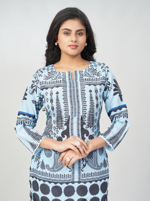 Amchoor Light Blue Crepe Digital Prints Co-ord Set for Womens