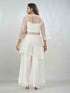 Amchoor White Tissue Floral Kurta And Trouser Set For Womens