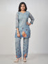 Amchoor Grey Slub Linen Solid Co-ord Set for Womens