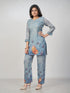 Amchoor Grey Slub Linen Solid Co-ord Set for Womens
