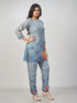 Amchoor Grey Slub Linen Solid Co-ord Set for Womens