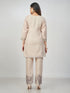 Amchoor Cream Slub linen Embroidered Co-ord Set for Womens