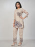 Amchoor Cream Slub linen Embroidered Co-ord Set for Womens