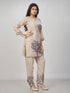 Amchoor Cream Slub linen Embroidered Co-ord Set for Womens