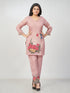 Amchoor Mauve Slub Linen Solid Co-ord Set for Womens