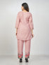 Amchoor Mauve Slub Linen Solid Co-ord Set for Womens