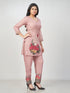 Amchoor Mauve Slub Linen Solid Co-ord Set for Womens