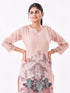Amchoor Peach Slub Linen Embroidered Co-ord Set for Womens