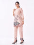 Amchoor Peach Slub Linen Embroidered Co-ord Set for Womens