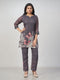 Amchoor Grey Slub Linen Solid Co-ord Set for Womens