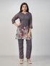 Amchoor Grey Slub Linen Solid Co-ord Set for Womens