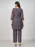 Amchoor Grey Slub Linen Solid Co-ord Set for Womens