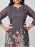 Amchoor Grey Slub Linen Solid Co-ord Set for Womens