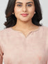 Amchoor Mauve Slub Linen Solid Co-ord Set for Womens