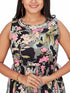 Amchoor Black Cotton Floral Print Dresses for Women's