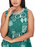 Amchoor Green Cotton Geometric Print Dresses for Women's
