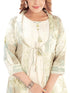 Amchoor Green Cotton Abstract Print Indo Fusion Dress for Women's