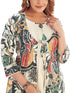 Amchoor Black Cotton Abstract Print Indo Fusion Dress for Women's