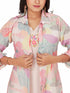 Amchoor Purple Cotton Abstract Print Indo Fusion Dress for Women's