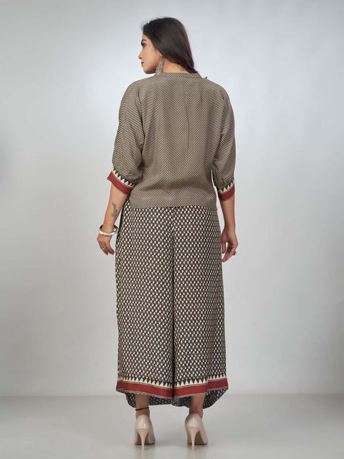 Amchoor Cream Viscose Silk Digital Prints Co-Ord Sets for Womens