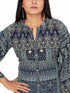 Amchoor Navy Viscose Crepe Geometric Print Top for Women's