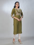Amchoor Green Roman Silk Solid Kurti For Womens