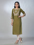 Amchoor Green Roman Silk Solid Kurti For Womens