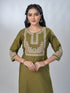 Amchoor Green Roman Silk Solid Kurti For Womens