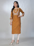 Amchoor Mustard Roman Silk Solid Kurti For Womens