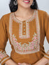 Amchoor Mustard Roman Silk Solid Kurti For Womens