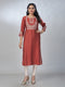 Amchoor Rust Roman Silk Solid Kurti For Womens
