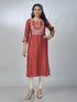 Amchoor Rust Roman Silk Solid Kurti For Womens