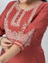Amchoor Rust Roman Silk Solid Kurti For Womens