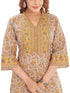 Amchoor Yellow Cotton Floral Print Kurti Set for Women's