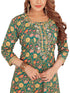 Amchoor Green Cotton Floral Print Kurti Set for Women's