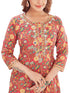 Amchoor Maroon Cotton Floral Print Kurti Set for Women's