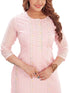 Amchoor Pink Kota Embroidered Print Kurti Set for Women's