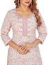 Amchoor Pink Cotton Floral Print Kurti Set for Women's