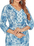 Amchoor Blue Cotton Floral Print Kurti Set for Women's