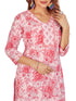 Amchoor Pink Cotton Floral Print Kurti Set for Women's
