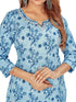 Amchoor Blue Cotton Floral Print Kurti Set for Women's
