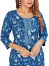 Amchoor Blue Cotton Floral Print Kurti Set for Women's