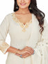Amchoor Cream Cotton Solid Print KURTI SET for Women's