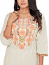 Amchoor Cream Cotton Embroidered KURTI SET for Women's