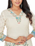 Amchoor Cream Cotton Floral Print KURTI SET for Women's
