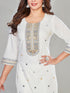 Amchoor Cream Cotton Floral Print KURTI SET for Women's
