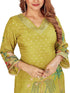 Amchoor Green with Golden Polka Dot Zari Patterned Cotton Kurti Set for Women's